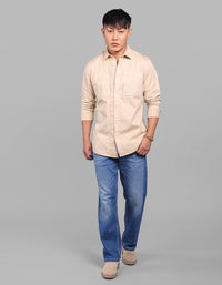 Khaki Full Sleeve Stretch Cargo Shirt