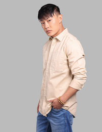 Khaki Full Sleeve Stretch Cargo Shirt