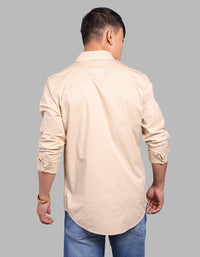 Khaki Full Sleeve Stretch Cargo Shirt