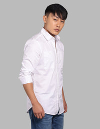 White Full Sleeve Stretch Cargo Shirt