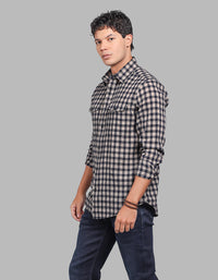 Black Full Sleeve Check Shirt