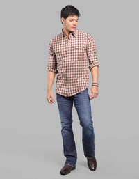 Brown  Full Sleeve Check Shirt