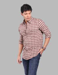 Brown  Full Sleeve Check Shirt