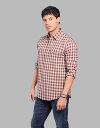 Brown  Full Sleeve Check Shirt