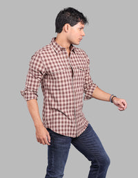Brown  Full Sleeve Check Shirt