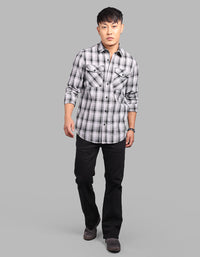 Grey Black Full Sleeve Check Shirt