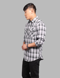 Grey Black Full Sleeve Check Shirt