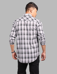 Grey Black Full Sleeve Check Shirt
