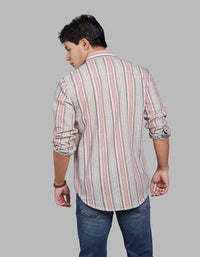 Grey Red Full Sleeve Stripe Shirt