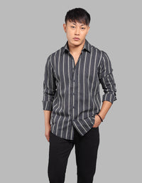 Black Full Sleeve Stripe Shirt