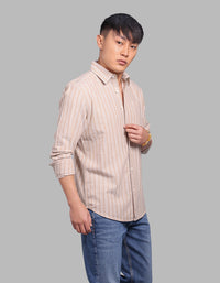 Lt Khaki Full Sleeve Stripe Shirt