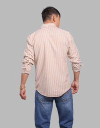 Lt Khaki Full Sleeve Stripe Shirt