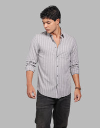 Lt Grey Full Sleeve Stripe Shirt
