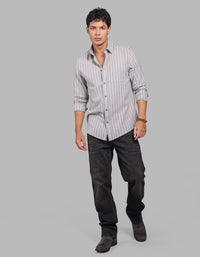 Lt Grey Full Sleeve Stripe Shirt
