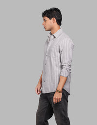 Lt Grey Full Sleeve Stripe Shirt