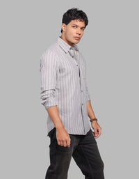 Lt Grey Full Sleeve Stripe Shirt