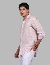 Pink Full Sleeve Linen Blend Stripe Shirt