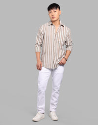 Lt Olive Full Sleeve Stripe Shirt