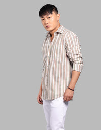 Lt Olive Full Sleeve Stripe Shirt