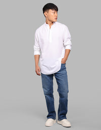 White  Relax Slim Fit Short Kurta
