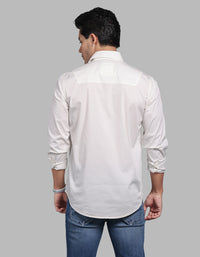 White Full Sleeve Stretch Solid Shirt