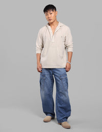Stone 100% Cotton Full Sleeve Oversized Solid Shirt