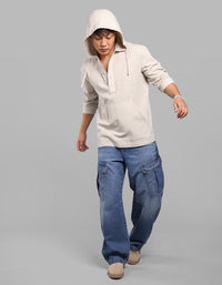 Stone 100% Cotton Full Sleeve Oversized Solid Shirt