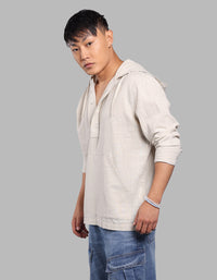 Stone 100% Cotton Full Sleeve Oversized Solid Shirt
