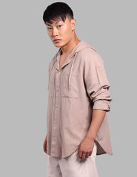 Sand 100% Cotton Full Sleeve Oversized Solid Shirt