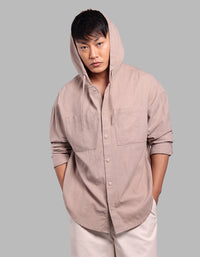 Sand 100% Cotton Full Sleeve Oversized Solid Shirt