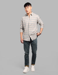 Teal Beige Full Sleeve Check Shirt