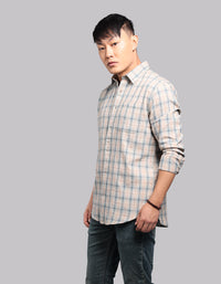 Teal Beige Full Sleeve Check Shirt