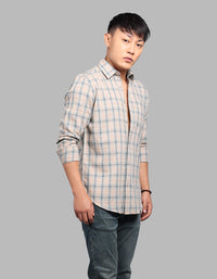 Teal Beige Full Sleeve Check Shirt