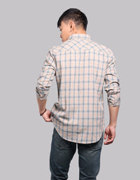 Teal Beige Full Sleeve Check Shirt
