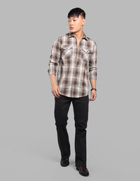 Khaki Full Sleeve Check Shirt