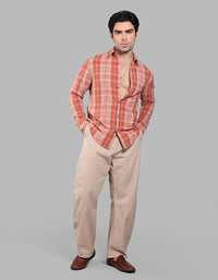 Orange Full Sleeve Check Shirt