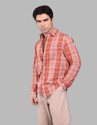 Orange Full Sleeve Check Shirt