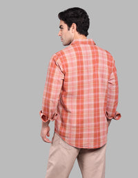 Orange Full Sleeve Check Shirt