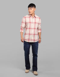 Light Pink Full Sleeve Linen Blend Check Shirt
