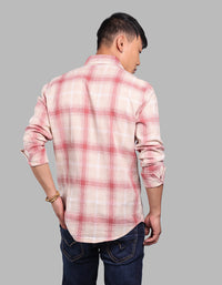 Light Pink Full Sleeve Linen Blend Check Shirt