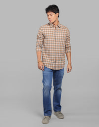 Earth Full Sleeve Linen Blend Check Shirt