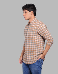 Earth Full Sleeve Linen Blend Check Shirt