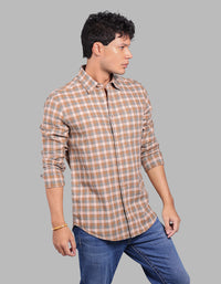 Earth Full Sleeve Linen Blend Check Shirt