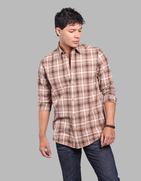 Khaki Full Sleeve Check Shirt