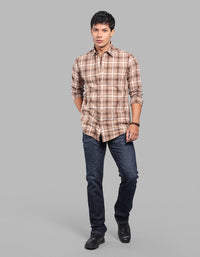 Khaki Full Sleeve Check Shirt