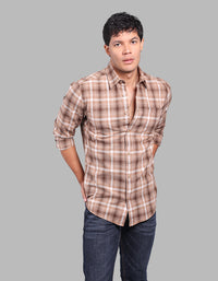Khaki Full Sleeve Check Shirt