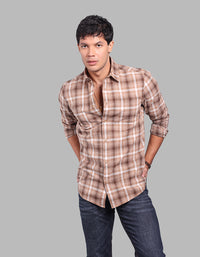 Khaki Full Sleeve Check Shirt
