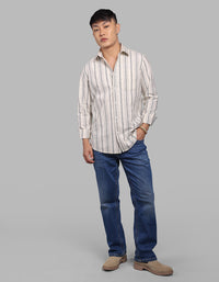 Beige Full Sleeve Stripe Shirt