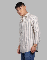 Beige Full Sleeve Stripe Shirt