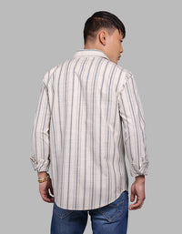 Beige Full Sleeve Stripe Shirt